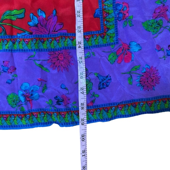 Liz Claiborne vintage silk square scarf neck tie head scarf purse scarf floral - Picture 5 of 5